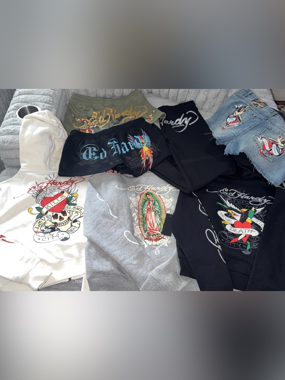Women's ED HARDY Bundle Zip Up Hoodies Sweatpants Shorts ALL NEW! M L XL